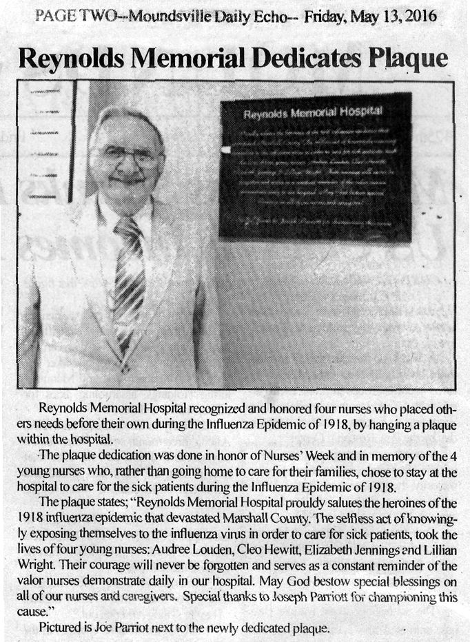 Spanish Flu, Reynolds Memorial Hospital, Glen Dale, West Virginia Pioneer Nurses of West Virginia