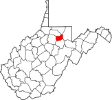 County outline map of WV